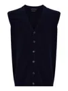 DANIELE FIESOLI BLUE MERINO WOOL AND CASHMERE VEST