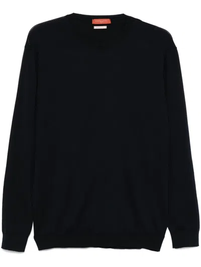 Daniele Fiesoli Blue Navy Crew Neck Knitwear In Cotton