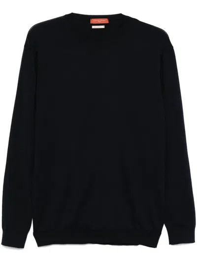 Daniele Fiesoli Blue Navy Crew Neck Knitwear In Cotton In Black