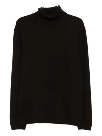 Daniele Fiesoli Brown High Ribbed Mock Neck Sweater In Black