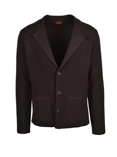 Daniele Fiesoli Fine-knit Notched-lapel Cardigan In Brown