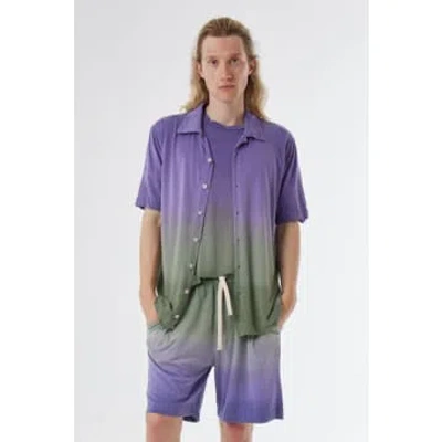 Daniele Fiesoli Button-up Linen Faded Design Shirt Green/purple