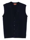 Daniele Fiesoli Sleeveless Knit Vest With Deep V-neck In Black