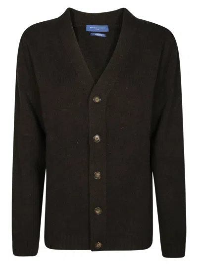 Daniele Fiesoli Classic Cardigan With Deep V-neck And Ribbed Texture In Brown
