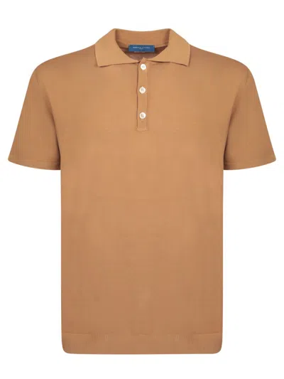 Daniele Fiesoli Classic Collar Polo Shirt In Brown Crepe Fabric
