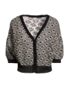 Daniele Fiesoli Collezione N_01 Woman Cardigan Black Size L Linen, Polyamide In Black
