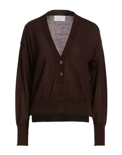 Daniele Fiesoli Collezione N_01 Woman Cardigan Chocolate Brown Size L Merino Wool