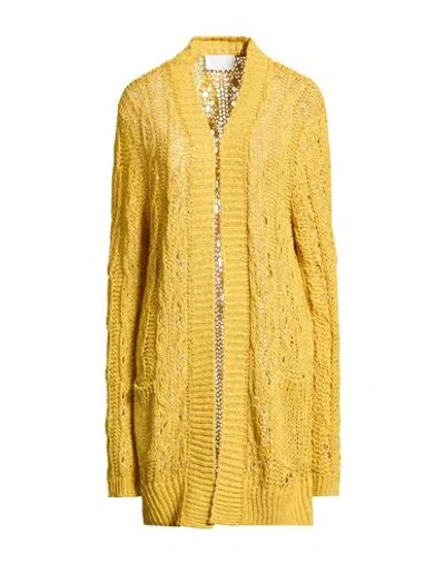 Daniele Fiesoli Collezione N_01 Woman Cardigan Marigold Size S Linen, Cotton, Polyamide In Yellow