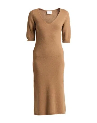 Daniele Fiesoli Collezione N_01 Woman Midi Dress Camel Size M Wool, Cashmere In Brown