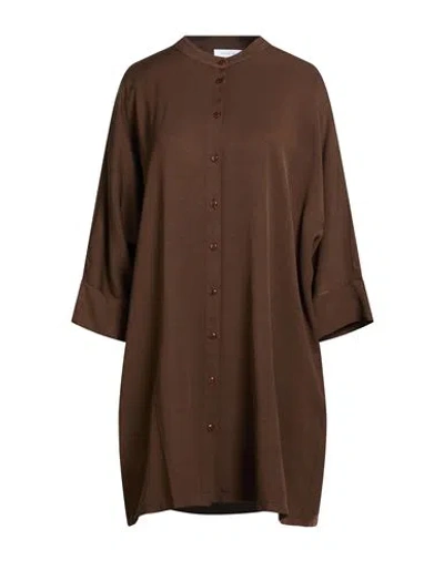 Daniele Fiesoli Collezione N_01 Woman Mini Dress Chocolate Brown Size L Viscose, Linen
