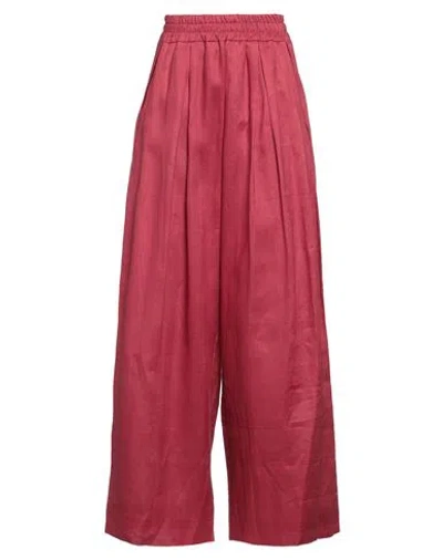 Daniele Fiesoli Collezione N_01 Woman Pants Brick Size S Linen In Magenta