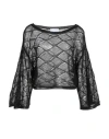 Daniele Fiesoli Collezione N_01 Woman Sweater Black Size L Organic Cotton, Polyamide In Animal Print