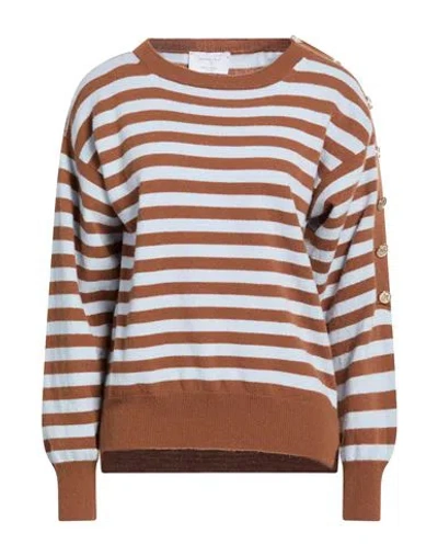 Daniele Fiesoli Collezione N_01 Woman Sweater Brown Size L Merino Wool, Cashmere In Multi