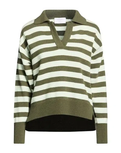 Daniele Fiesoli Collezione N_01 Woman Sweater Military Green Size L Merino Wool, Cashmere In Multi