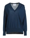 Daniele Fiesoli Collezione N_01 Woman Sweater Navy Size L Merino Wool, Silk In Blue