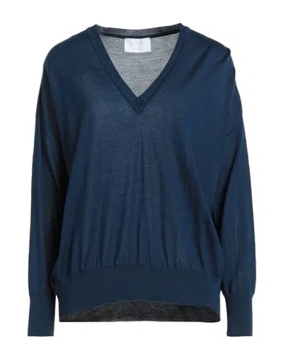 Daniele Fiesoli Collezione N_01 Woman Sweater Navy Size L Merino Wool, Silk In Blue
