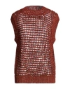Daniele Fiesoli Collezione N_01 Woman Sweater Rust Size S Viscose, Linen, Cotton In Red