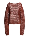 Daniele Fiesoli Collezione N_01 Woman Sweater Rust Size S Viscose, Linen, Cotton In Red