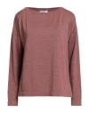 Daniele Fiesoli Collezione N_01 Woman T-shirt Light Brown Size M Linen, Elastane In Burgundy
