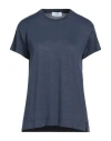 Daniele Fiesoli Collezione N_01 Woman T-shirt Midnight Blue Size L Linen, Elastane