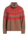 Daniele Fiesoli Collezione N_01 Woman Turtleneck Camel Size Xs Merino Wool, Polyamide, Cashmere