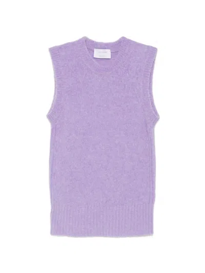 Daniele Fiesoli Crew Neck Knitted Vest In Purple