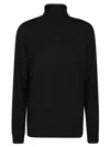 Daniele Fiesoli Fine-knit Black Turtleneck Sweater With Ribbed Detailing In Black
