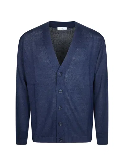 Daniele Fiesoli Linen Blend Cardigan For Men In Blue