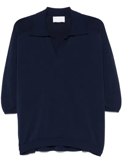 Daniele Fiesoli Fine-knit Polo Shirt In Blue