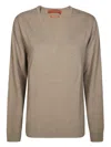 Daniele Fiesoli Fine Knit V-neck Sweater With Ribbed Details In Brown