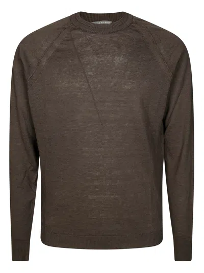 Daniele Fiesoli Girocollo M. Lunga Lino Cotone In Brown