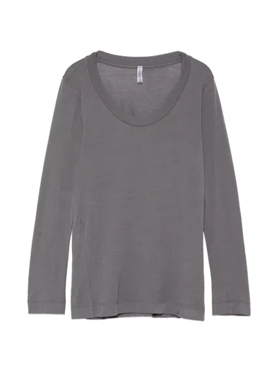 Daniele Fiesoli 스쿱 넥 긴소매 티셔츠 In Gray