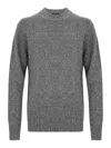 Daniele Fiesoli Gray Virgin Wool Sweater With Raised Collar In Grey