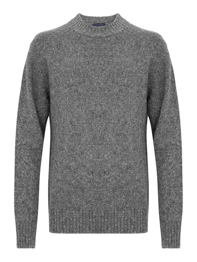Daniele Fiesoli Gray Virgin Wool Sweater With Raised Collar In Grey