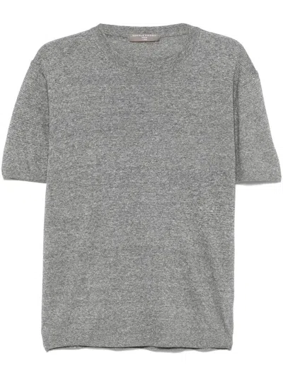 Daniele Fiesoli Grey Knitwear In Cotton And Linen Short-sleeves