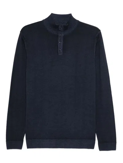 Daniele Fiesoli Henley Button Polo Shirt In Blue