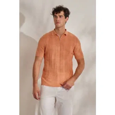 Daniele Fiesoli Jacquard Knitted Zip-up Shirt Orange