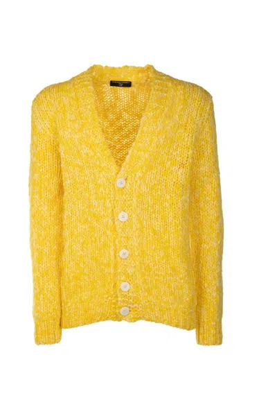 Daniele Fiesoli V-neck Wool Cardigan In Yellow