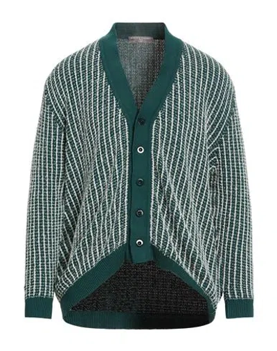 Daniele Fiesoli Lab Man Cardigan Deep Teal Size L Cotton, Polyamide In Green
