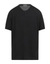 Daniele Fiesoli Man T-shirt Black Size L Linen, Elastane In Black