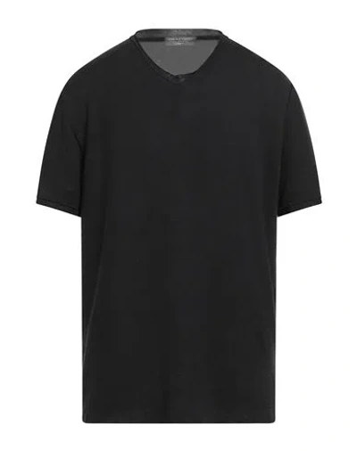 DANIELE FIESOLI DANIELE FIESOLI LAB MAN T-SHIRT BLACK SIZE L LINEN, ELASTANE