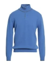 Daniele Fiesoli Lab Man Turtleneck Blue Size L Merino Wool, Cashmere
