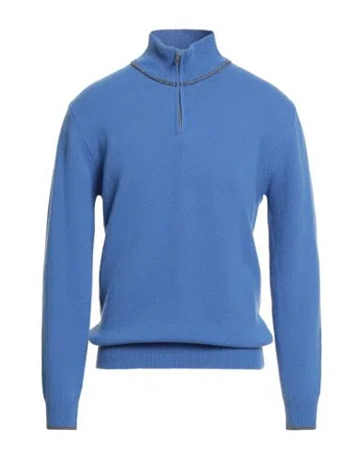 Daniele Fiesoli Lab Man Turtleneck Blue Size L Merino Wool, Cashmere