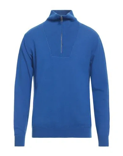 Daniele Fiesoli Lab Man Turtleneck Blue Size L Merino Wool, Cotton