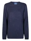 Daniele Fiesoli Long-sleeve Knit Sweater With Crew Neckline And Ribbed Texture In Blue