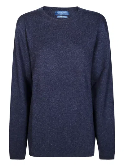 Daniele Fiesoli Long-sleeve Knit Sweater With Crew Neckline And Ribbed Texture In Blue