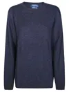 Daniele Fiesoli Long-sleeve Knit Sweater With Crew Neckline And Ribbed Texture In Blue
