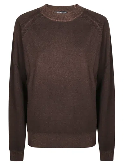 Daniele Fiesoli Long-sleeve Raglan Sweater With Vintage Wash Finish In Brown