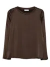 Daniele Fiesoli Long-sleeve Satin Top In Brown