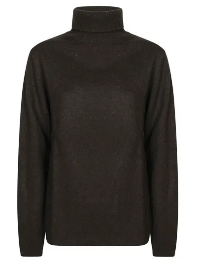 Daniele Fiesoli Long-sleeve Turtleneck Sweater With Ribbed Knit Texture In Brown